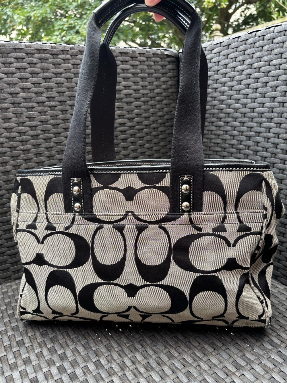 Coach Daisy Signature Tote Dual Hangtags Large C Monogram Shoulder Bag - Picture 2 of 10